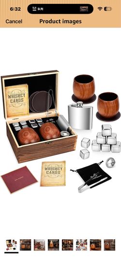 Charred Wooden Bourbon Drinking Glass Wooden Whiskey Glasses Set of 2 17-Piece Complete Whiskey Gift