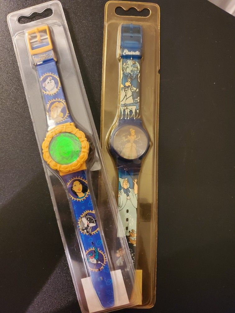 Disney Collectors Watches Cinderella and Pocahontas 