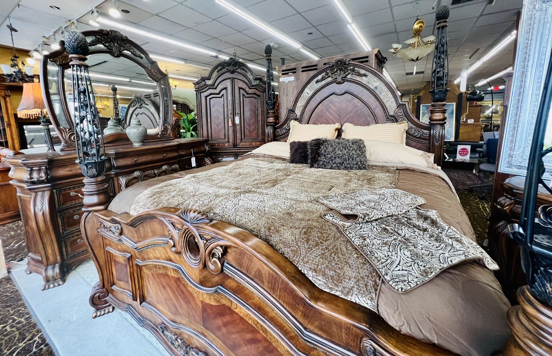 AICO By Michael Amini OPULENT Bedroom Set 4pcs + Armoire - GA