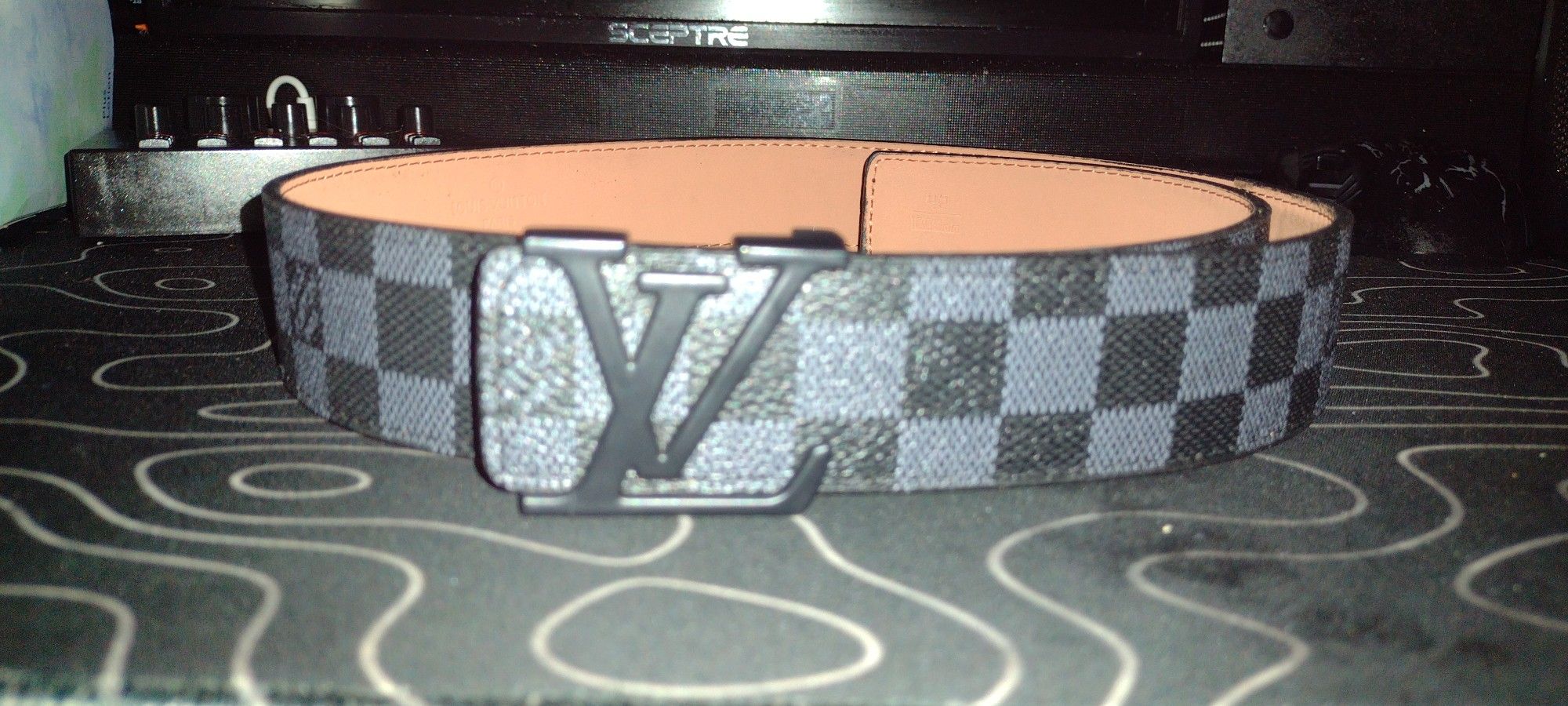 Black Checkered Louis Vuitton Belt Size 105cm