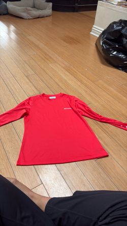 Red long sleeve athletic shirt