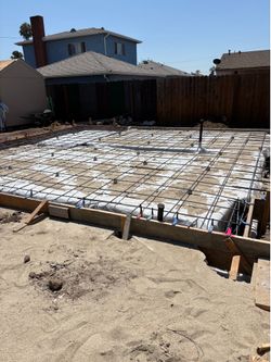 Concrete bags rebar foundation