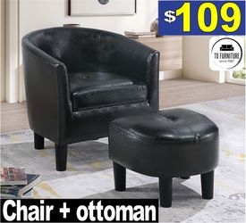 Black Accent Chair + ottoman