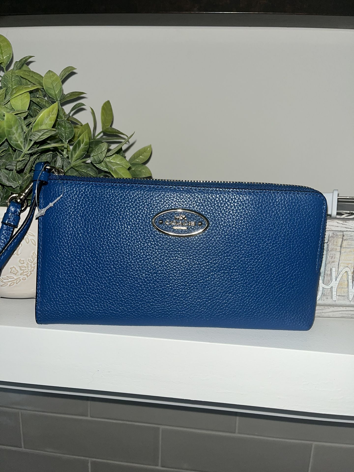 Coach Blue Wallet Wristlet New