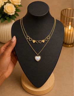 Elegant Gold-Tone Double-Layer Heart Necklace ✨💖