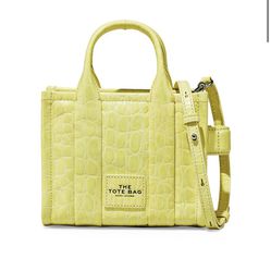 yellow Croc-Embossed mini Tote bag