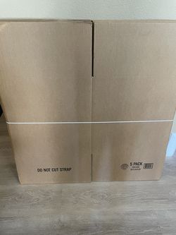 Set of 5, Sturdy 32 lb Corregated Cardboard Box, 20” x 20” x 20”