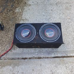 2 12" Pioneer Subwoofers With Box 