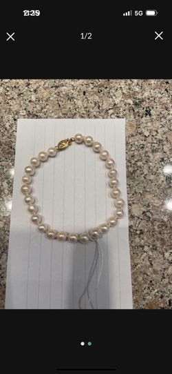 14k gold cultured pearl bracelet