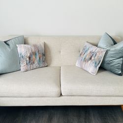 Modway Engage Mid-Century Modern Upholstered Fabric Sofa in Beige