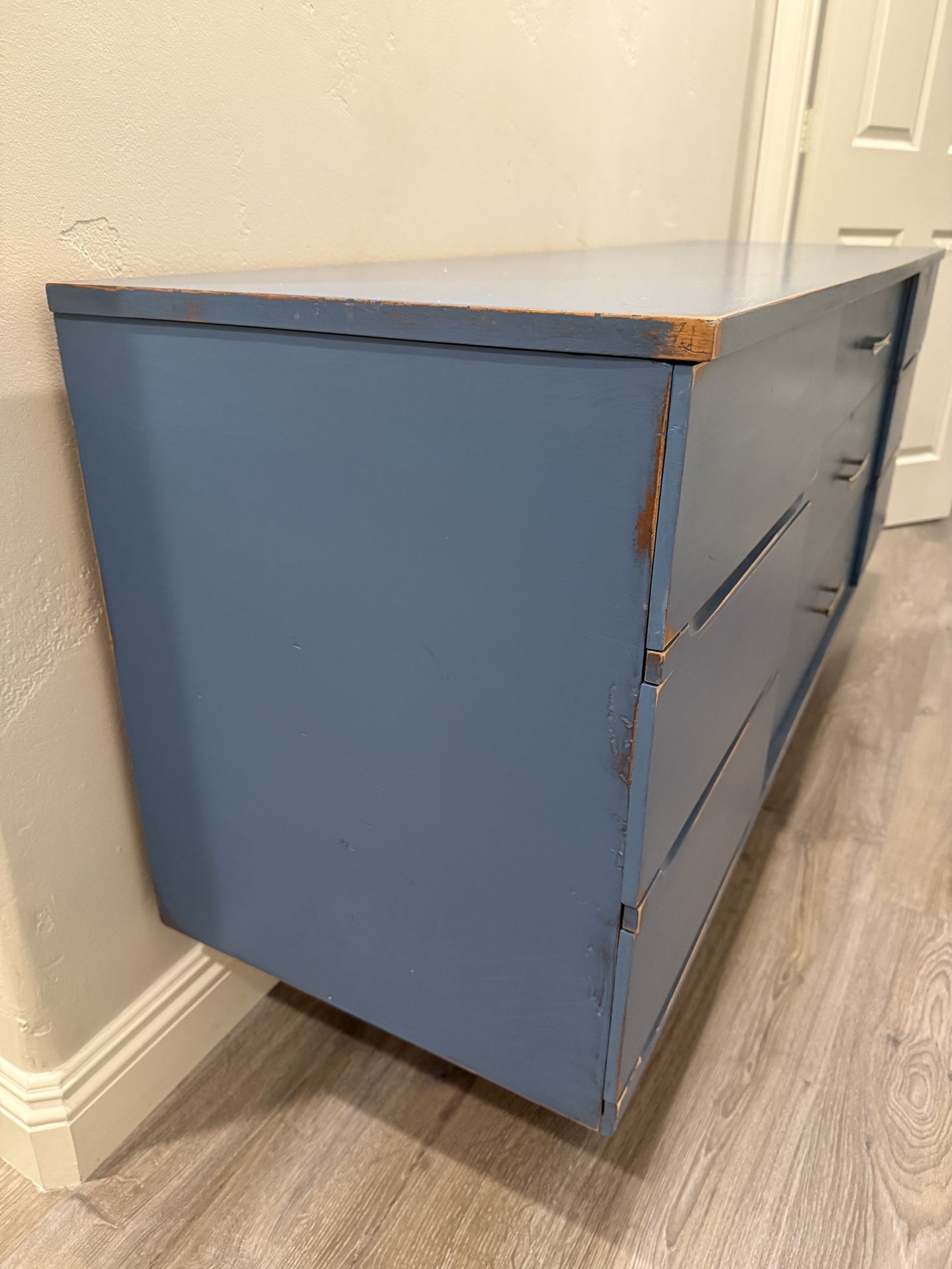 blue mid century modern dresser Turquoise lacquer mid century modern MCM Drexel dresser with brass har –  McKenna Design Co main image 1