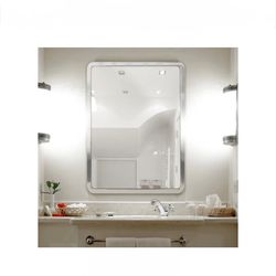 Brushed Nickel Rounded Corner Metal Frame Vanity Mirror