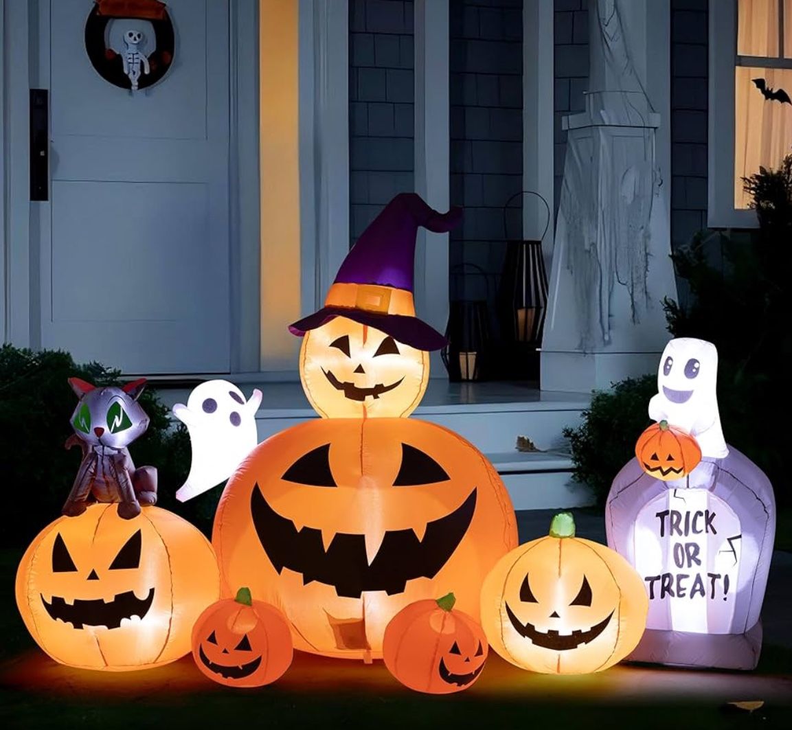 New 7 Foot Haunted Pumpkin Patch Yard Inflatable