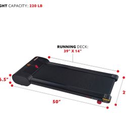 Sunny Health & Fitness Slim Under Desk Walking Compact Treadpad Treadmill with Remote Control, Digital Display, Shock Absorption, Optional Trekking Po