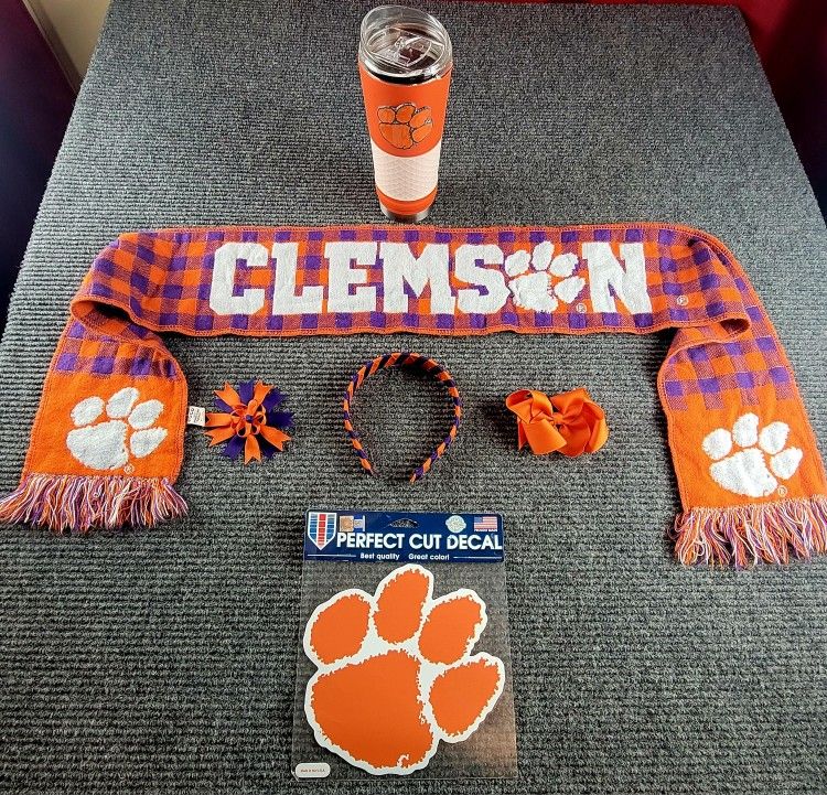 Clemson Tigers Womens Hair Bow Tumbler Scart Decal Lot