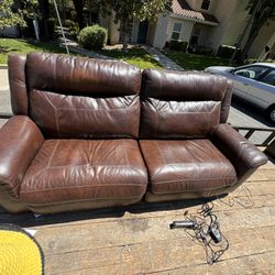 Brown Leather 2 Large Seat Recliner