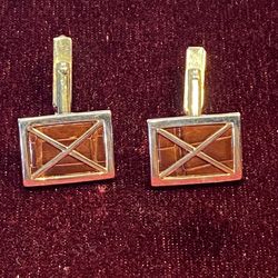 Swank Silvertone Cufflinks Faux Gator