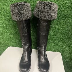 Nine West Black Boots Fuzzy Inside Size 7.5
