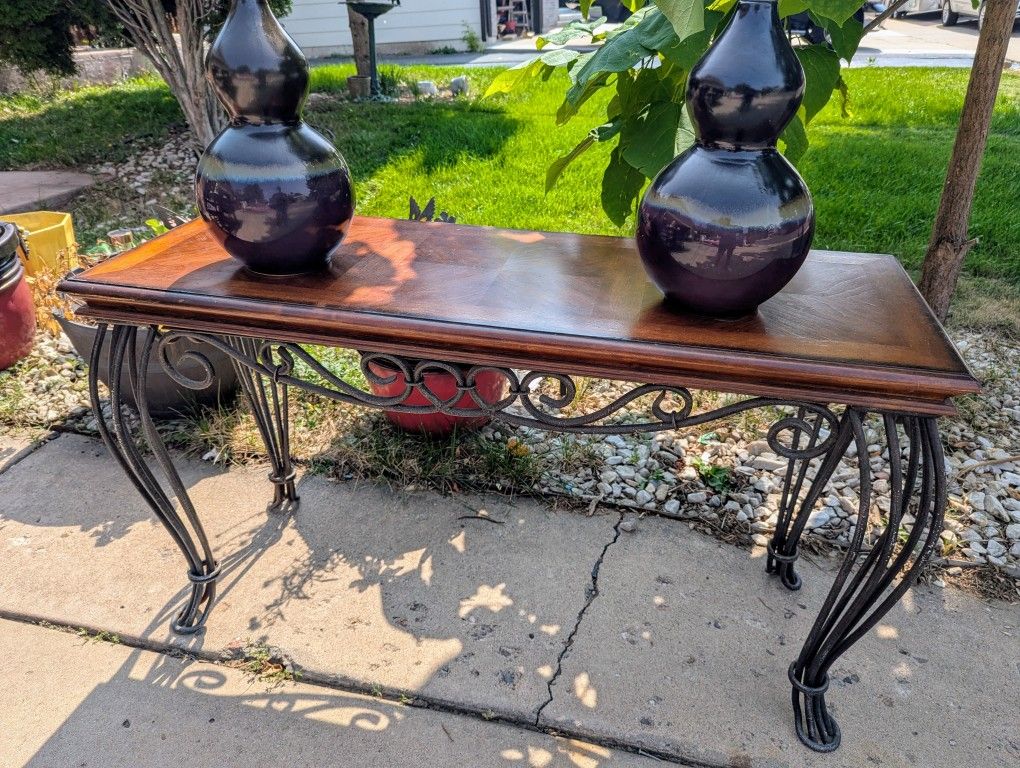 Iron And Wood Console Table $30