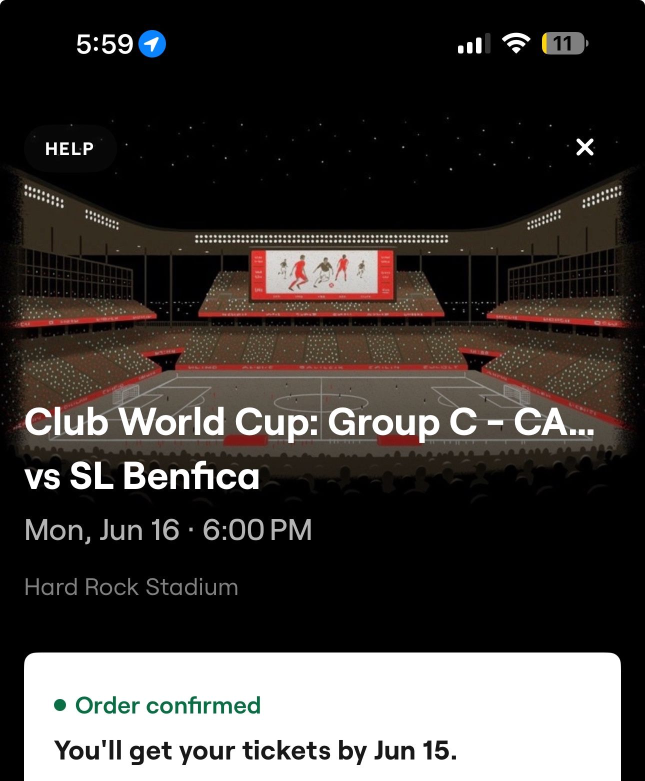 BOCA JUNIORS VS BENFICA JUNIO 16 (Section 107 Row 28)