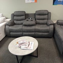 NEW GREY RECLINING SOFA AND LOVESEAT WITH FREE DELIVERY 