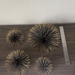 (4) Pieces - Black And Gold Spiky Decor