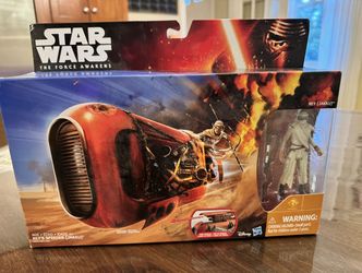 Star Wars The Force Awakens Rey's Speeder with Rey Jakku Hasbro 3.75” 2015