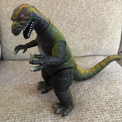 Vintage 1986 Dor Mei Godzilla 14” Toy Action Figure Dinosaur Lizard Yellow Green