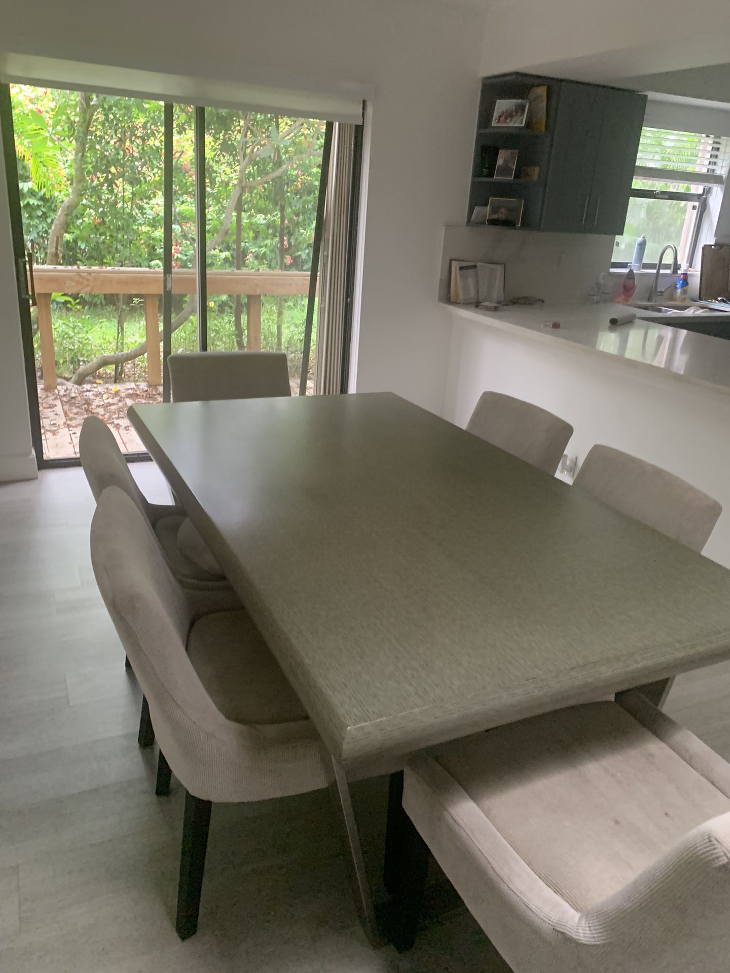 Dining table with six chairs