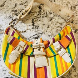 Colorful Striped Handbag with 5 Storage Areas!