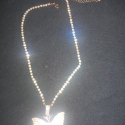 Gold Diamond Butterfly Pendant