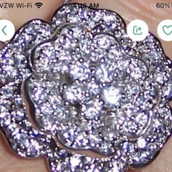 Antique Chunky Flower Sterling Silver Ring Bling Bling