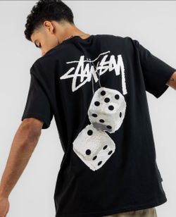 Stussy Authentic Black Fuzzy Dice T-shirt Sizes S-M-L-XL