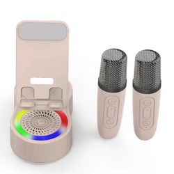 Wireless Karaoke Speaker Phone Stand with 2 microphones (Pink)