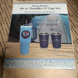 Tommy Bahama 40 oz Tumbler & Two 12oz Cup Set New In The Box