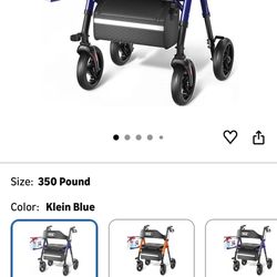 Rollator Walker For Seniors / Limited Mobility With Adjustable Height, Locking Wheels, All Terrain