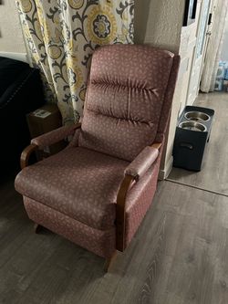 Upholstered Recliner Chair with Wood Arms