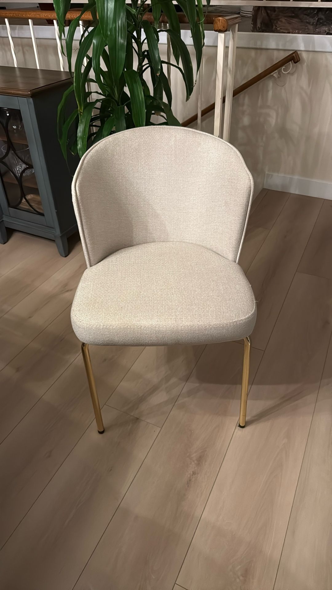 Beige Fabric Side Chair Or Kitchen Chair