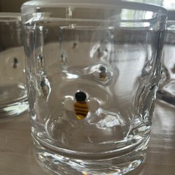 Anthropologie Set of 4 Lola Bumblebee Icon Rocks/ Tumbler Glasses NWT