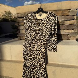 Juicy Couture Women Sand King Long Sleeve Cheetah Leopard Jersey Dress size small 