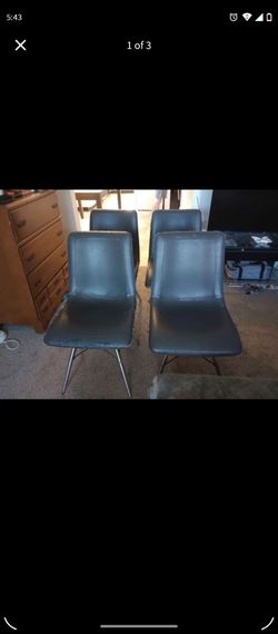 Set of 4 Gray Faux Leather Dining Chairs
