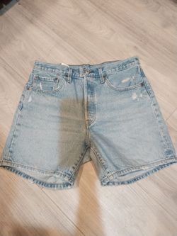 High- waist Button- Fly Denim Shorts