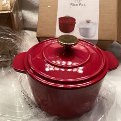 Carote 2QT Enamel Cast Iron Dutch Oven Pot With Lid -Red