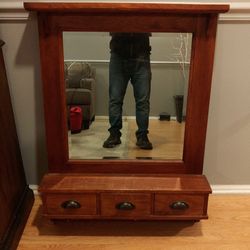 Hanging Hall Tree With Mirror And Storage Drawers