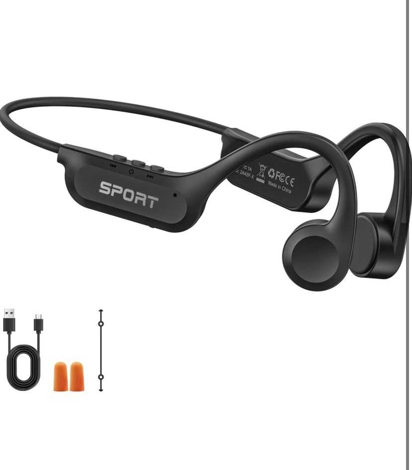 Bone Conduction Headphones Open Ear Bluetooth 5.4 Headset with Mic 10H Playtime Lightweight Secure Fit Earphones IPX6 Waterproof Bluetooth Headphones