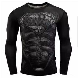 Superman black long sleeve compression shirt - size small