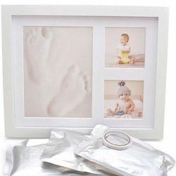 Baby Handprint Picture Frame Kit - MOLD FREE TREATMENT, 100% Glass Face, HOW TO VIDEO, ideal baby shower or registry gift for newborn boys or girls, p
