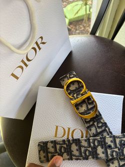 Authentic Dior Oblique Belt with Gold CD Buckle