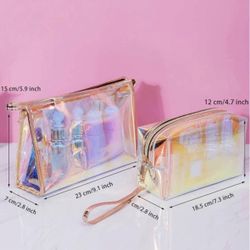 Holographic Makeup BagToiletries Bag Rainbow Iridescent Cosmetic Pouch Cosmetic Bag Portable Waterpr