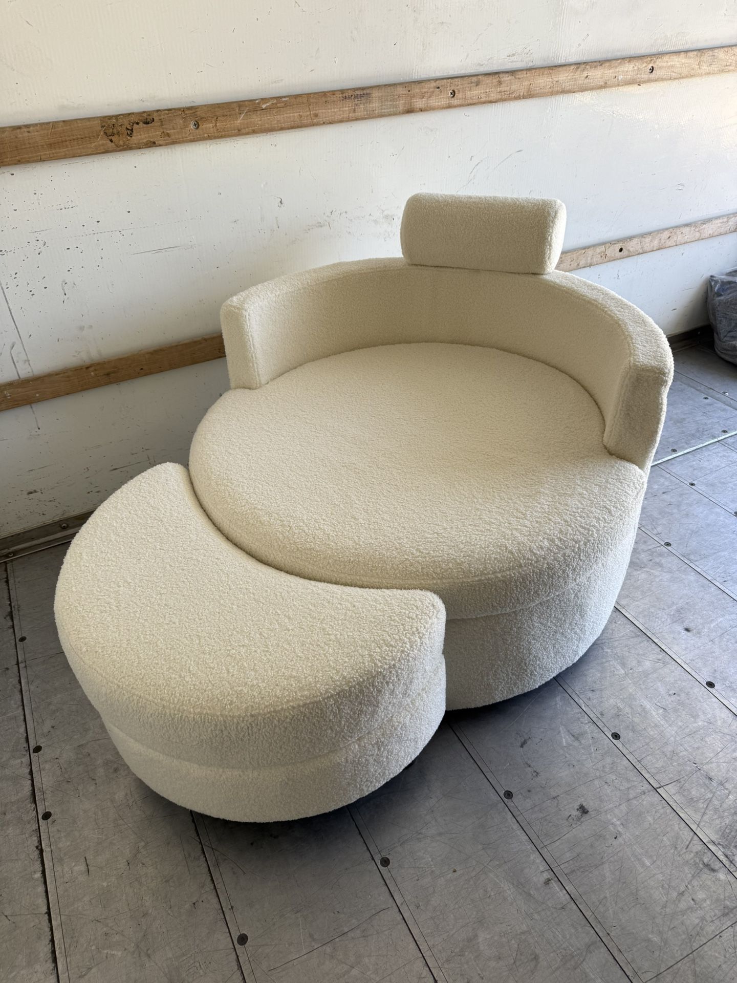 Swivel Chair with Half Moon Storage Ottoman
